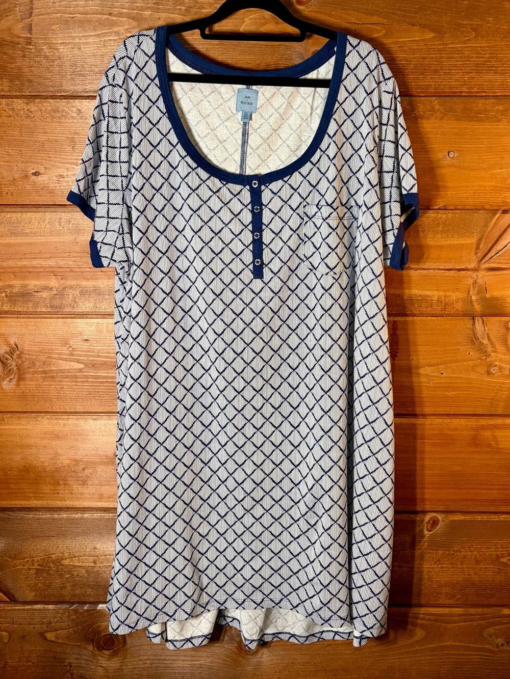 NWOT Jane and Bleecker White & Navy Short-Sleeve Nightgown Size XXL 💕💙